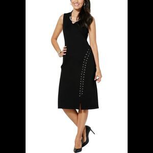 GREY by Jhoan Sebastian Grey Lace-Up Ponte Dress Black - Regular